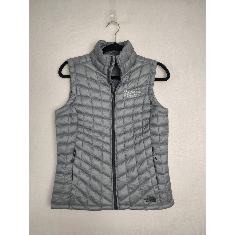 The North Face Thermoball Eco Vest Grey Quilted Full Zip Window World Womens M
